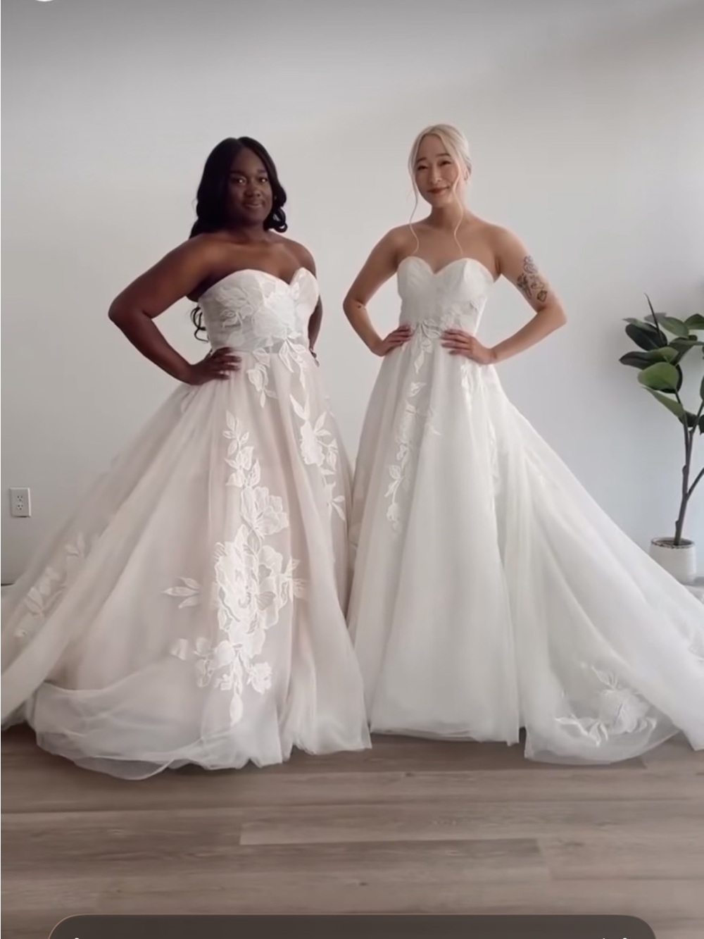 Strapless Sweetheart A-Line Wedding Gown with Floral Appliqué - Ivory